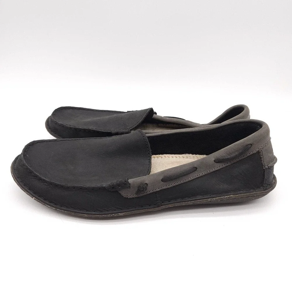 UGG Australia Mens Size 12 Gray Suede Leather Boat Shoes Loafers Flats Slippers‎